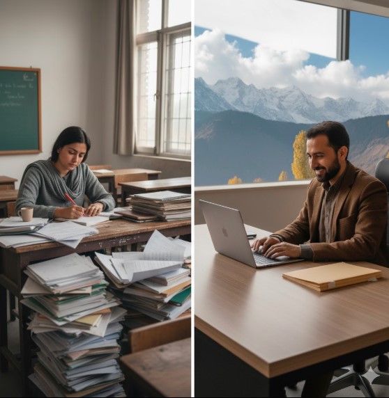Teacher using a tablet